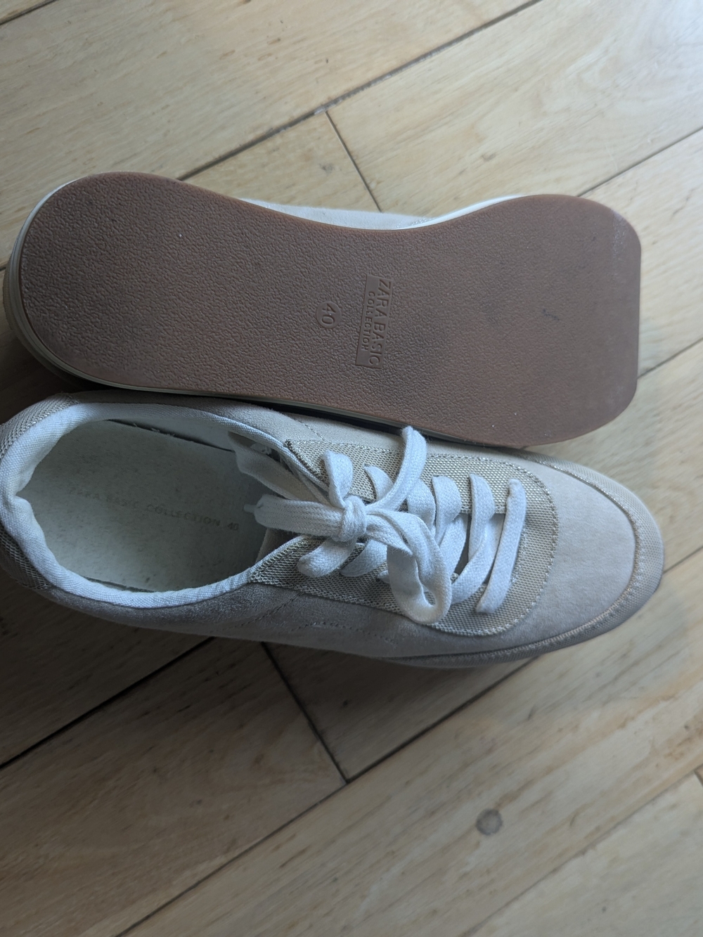 H&M Beige Platform Lace-Up Sneakers with White Soles - Picture 2 of 3